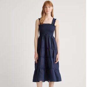 Quince linen smocked midi dress